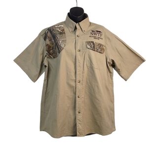 Bob Allen Men's Beige CAMO Button Down Hunting Shirt Size L